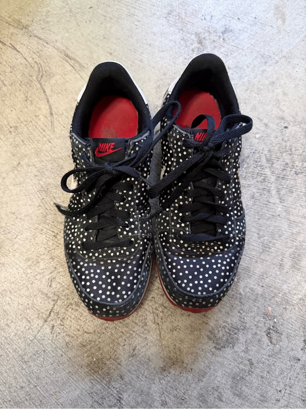 Nike Black Polka Dot Sneakers with Red Accents